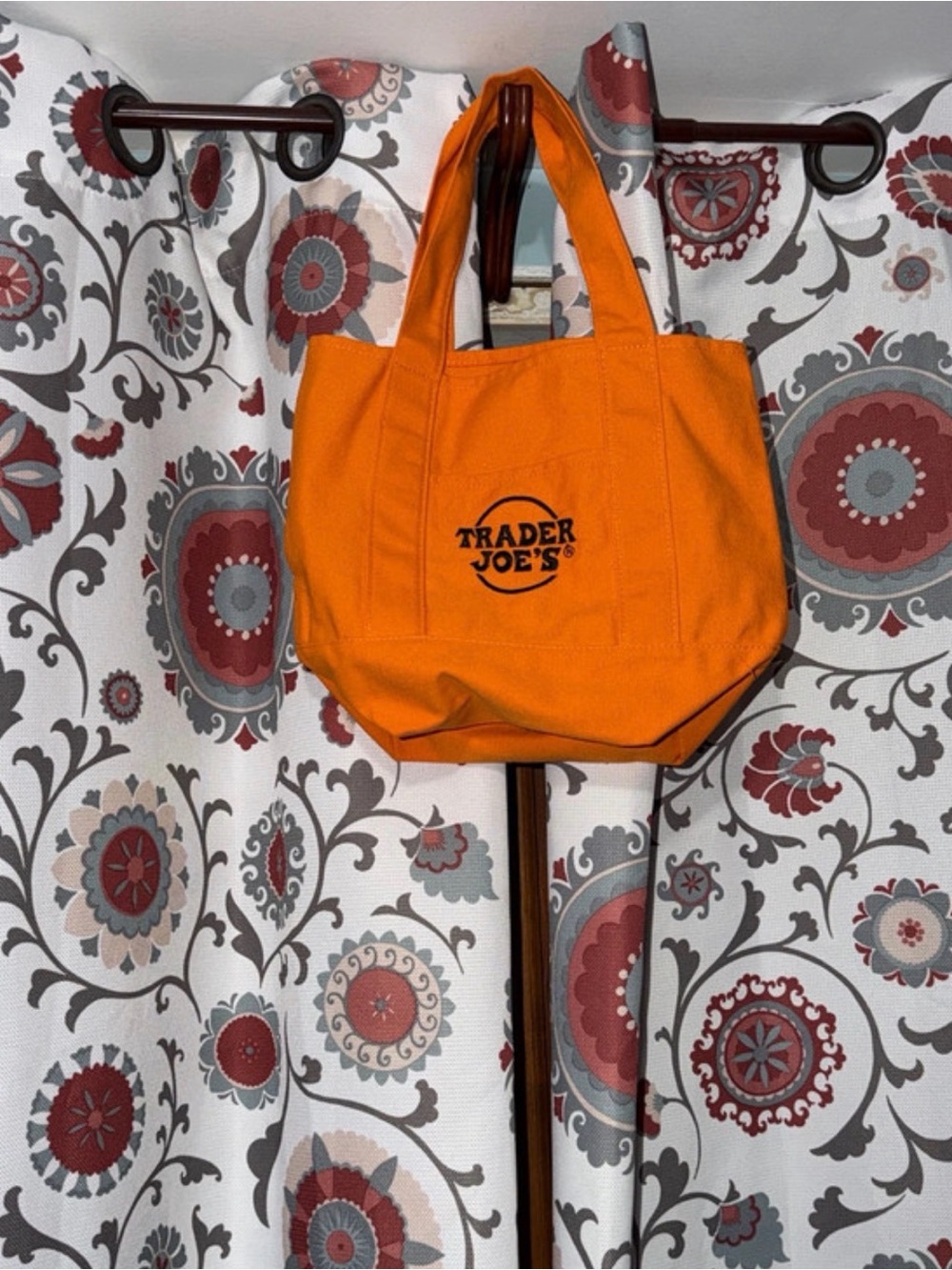 Trader Joe's Small Orange Canvas Tote Bag